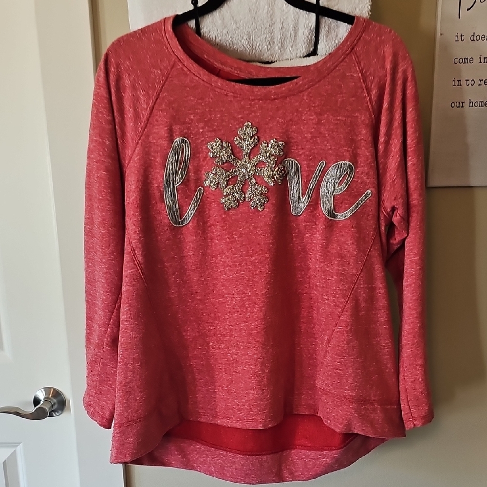 Red Snoflake Love Graphic Sweatshirt